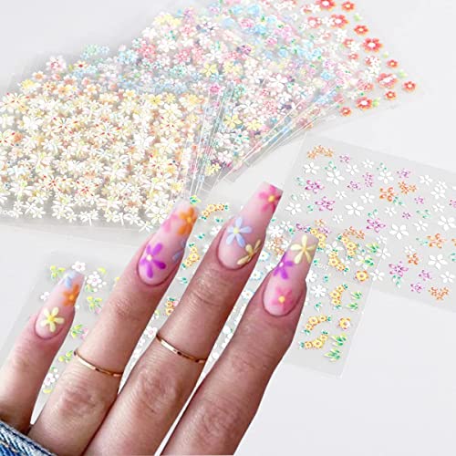 30 lençóis adesivos coloridos de arte de flor, flor colorida com strass projeta decalques de unhas