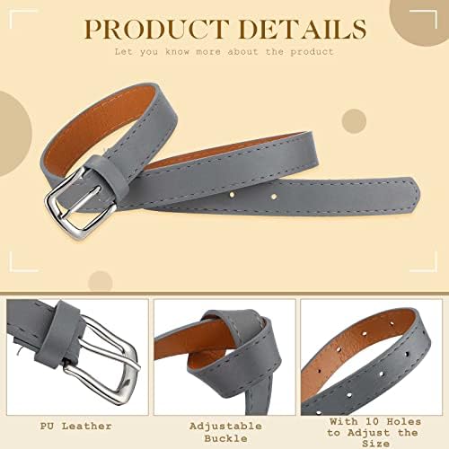 Zhehao 6 PCs Cinturão de couro Faux para crianças 35,4 '' Belt Belt Boys Leather com fivela de metal