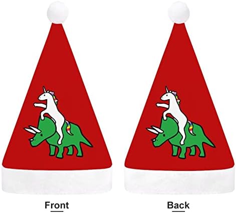 Unicórnio andando triceratops chapéu de natal chapéus de santa decoração de árvore de natal decoração de férias