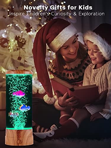 Lâmpada de lava, lâmpada decorativa de aquário de peixe, lâmpada de bolhas de fantasia para desktop com alteração de cores efeitos de luz, lâmpada de humor do tanque de peixes com controle remoto, presentes de Natal para crianças adultos