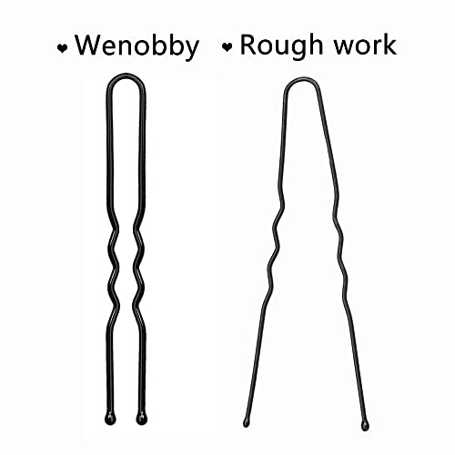Wenobby 100 PCs grandes pinos de cabelo enrugados para serviços pesados, pinos de bobby, para pães updo cabelos grossos, 2,8 polegadas com 2 caixas de armazenamento