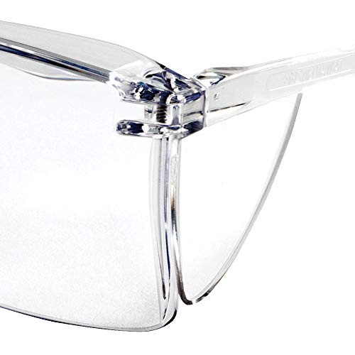 Óculos de segurança leves e leves, óculos protetores, lente clara, estrutura clara com escudos laterais,