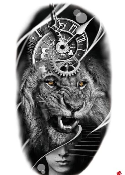 Adesivo de tatuagem de tigre interiores Meio braço Lion Big Design Water Transfer