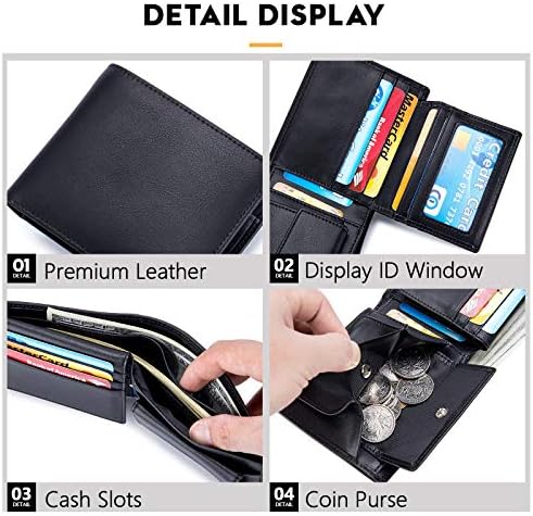 Carteira de couro masculino de molho de bolso de bolso de bolso de bolso rfid bloqueando o cartão de crédito bifold