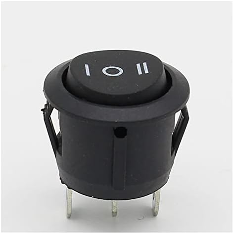 Interruptor de balancim 10pcs 23mm redondo preto 3 pino 10a/125V 6a/250V CA 3 Posição Spdt On-off-on