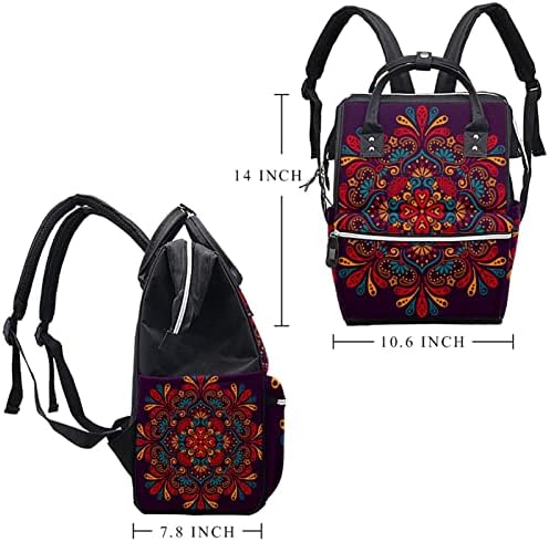 Mandala Boho Indian Backpack Backpack Baby Nappy Sacos Multi -Função Bolsa de Viagem de Grande Capacidade