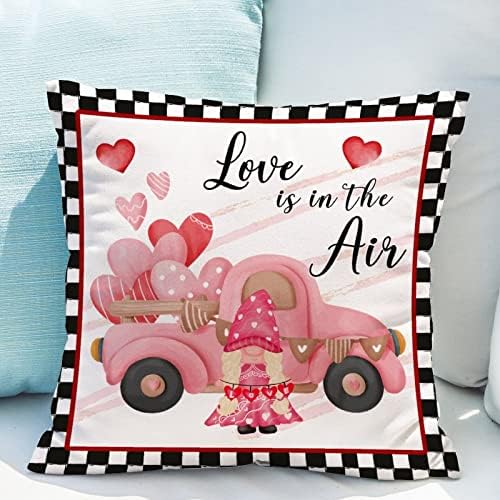 Jogo Almofada Almofada O amor do Dia dos Namorados está no travesseiro de ar tampa Gnome rosa Caminhão
