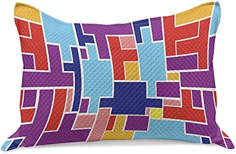 Ambesonne colorido colorido colcha de travesseira, conceito abstrato conceito ilustração geométrica Ilustração