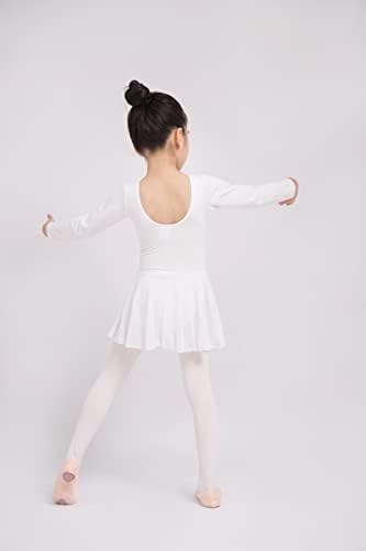 Dancina Girls Skirted Letard Ballet Dance Dress de manga longa de algodão dianteira