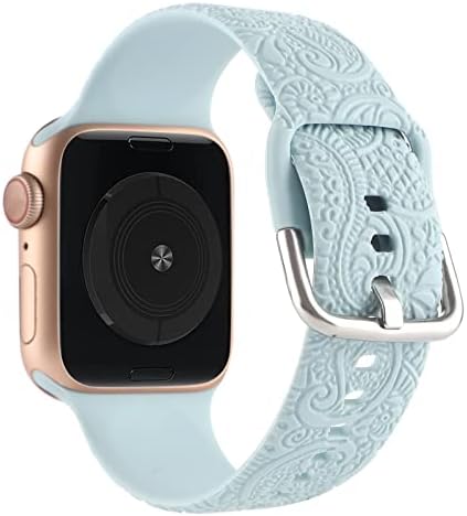 Henna Paisley Floral Gravado Bandas de silicone compatíveis com a banda Apple Watch Band 40mm
