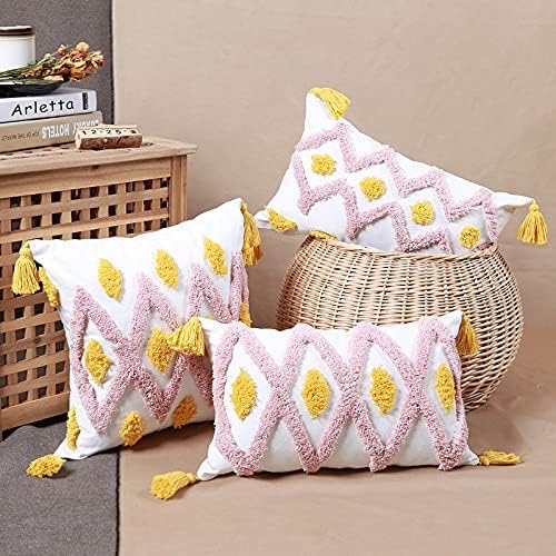 Yfqhdd decoração de casa travesseiro de algodão bordado com travesseiro de travesseiro de travesseiro com travesseiro