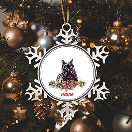 2022 Memorial de gato de gato personalizado Prata Ornamento de Natal Memorial Pet Loss Presens Metal Snowflake