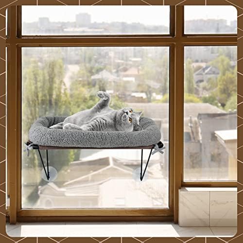 Lsaifater Cat Window Police com suportado sob metal, rede de gato com cama de estimação espaçosa e confortável