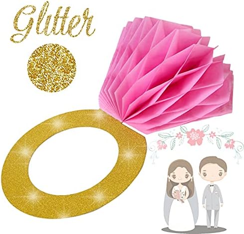ENVOLVIMENTO DE FESTO DE FOLO DO MOVEMB DORAÇÕES PEDIMENTAS, GLITTER GOLD Diamond Rink Pink Honeycomb para Bachelorette