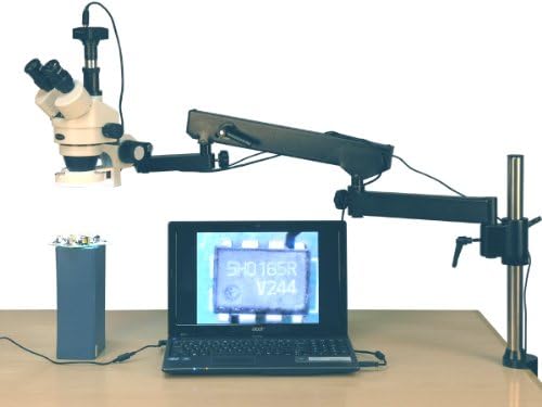 AMSCOPE SM-8TZ-144S-8M Digital Profissional Trinocular Trinocular Microscópio de Zoom, oculares WH10X, ampliação