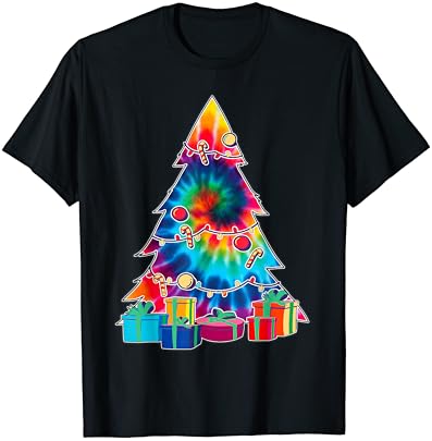 Tie-Dye Christmas Groovy 60's Vintage Retro Christmas Tree T-Shirt