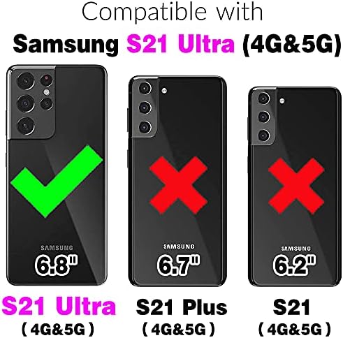 ASUWISH compatível com a caixa da carteira Samsung Galaxy S21 Ultra Glaxay S21ultra 5G e protetor