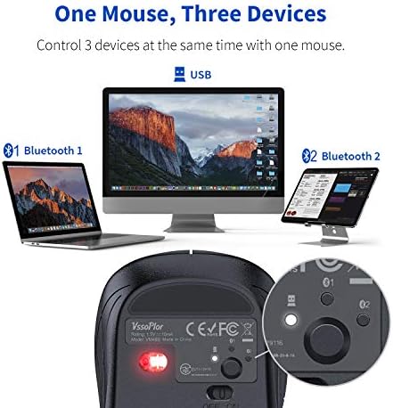 VSSOPLOR Bluetooth MacBook Mouse, portátil portátil portátil silencioso com vários dispositivos