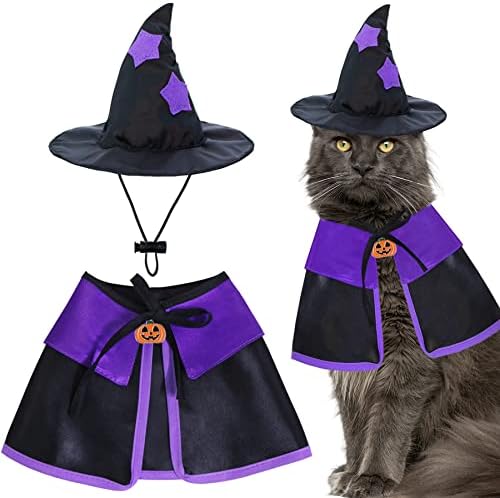 Fantasia de gato de gato gato figurino de halloween gato capa de bruxa capa de chapéu de gato roupas de shalloween
