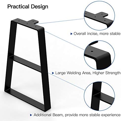 Orgerphy 16 “Banco de metal preto trapezoidal pernas | Pernas de móveis para serviço pesado para bancada