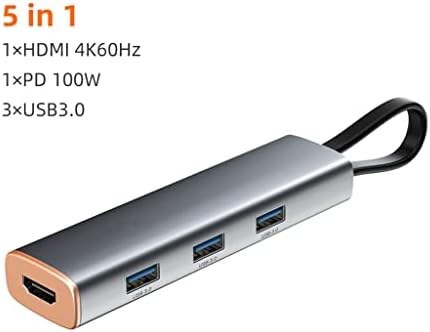 WYFDP CableTime Multi 5 em 1 hub USB tipo C a 4K 60Hz Compatível com HDMI USB 3.0 PD 100W para PC Air