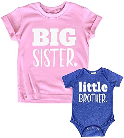 Big Sister Brother Brother Roupet Camisetas Conjuntos de roupas de recém -nascido bebê