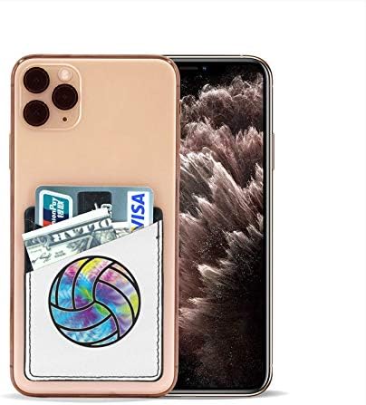 Titular do cartão de telefone Rainbow Volleyball Tie Dye para trás do telefone, no bolso de cartão de crédito