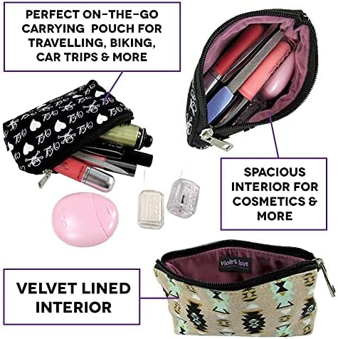 Violet Love Womens Zipper bolsa - bolsa para mulheres, bolsa de cosméticos e lápis, Carry On Pocket Organizer