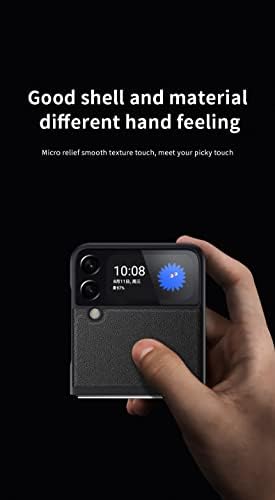 Caixa de telefone Samsung Galaxy Z Flip 4, couro artesanal anti-queda de choques de choques de choque, casos