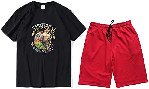 Mens Suits Sets O-pescoço esportivo calças de verão Shirts Shorts Manga Menas Men.