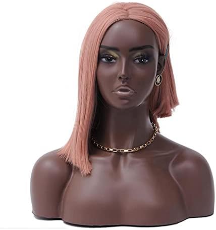 Ruixflr PVC Mannequin Head com ombro, cabeça feminina com orifício de orelha, suporte de cabeça para