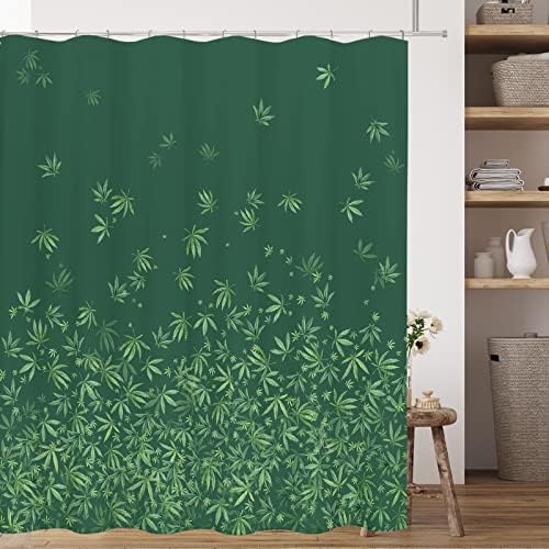 Tititex Falling Green Maple folhas de cortina de chuveiro verde escuro, Tropical Eucalyptus Botânica
