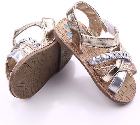 Meckior Baby 0-18 meses Meninas sandálias de borracha Sapatos de verão não deslizam Sandálias brilhantes de princesa