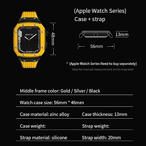 Caixa de relógio de liga de liga Adaara para Apple Watch Band Série 7 6 5 4 SE 45mm 44mm 42mm Metal