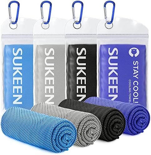Sukeen [4 pacote] Toalha de resfriamento, toalha de gelo, toalha fria respirável e respirável, toalha de