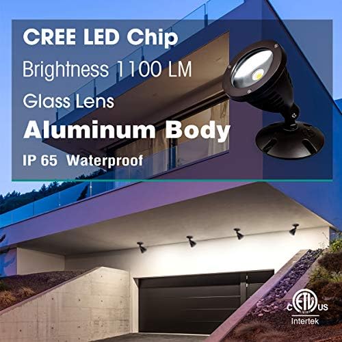 Topele 1100lm Luzes paisagísticas, 12W 120V Light LED LED à prova d'água Spotlight Outdoor, iluminação