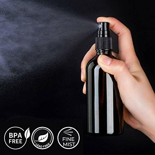 Fornecimento de vendas médicas 1 oz garrafas de vidro preto com pulverizadores de névoa preta para óleos