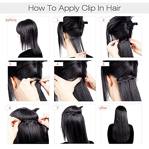 Mihugass Remy Clipe em extensões de cabelo Completas e grossas de 14 polegadas brasileiras de cabelos lisos e sedos