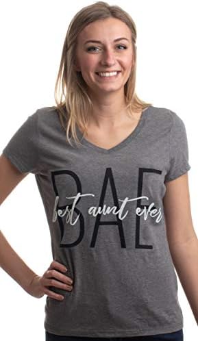 BAE: Melhor tia de todos os tempos | Sobrinha engraçada fofa sobrinho novo camiseta de decote em V para mulheres