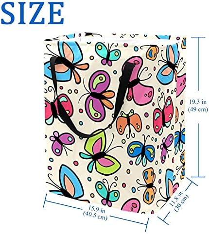 Butterflies Pattern Laundry Hampers, cesta de roupa dobrável à prova d'água com alças para o berçário da