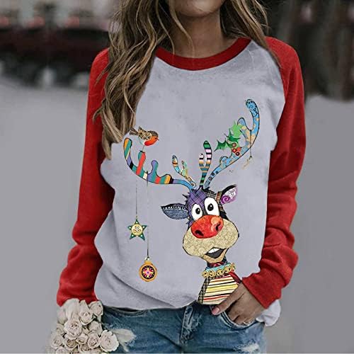 suéter de Natal feia para mulheres fofas de impressão de rena de impressão