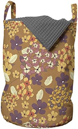 Bolsa de lavanderia vintage lunarável, padrão de jardim de primavera de galhos florais com pequenas
