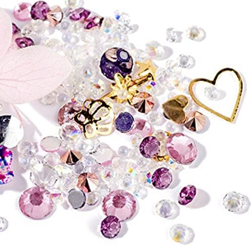 Strassões pedras manicure decorações de unhas mistas Flores Acessórios de unhas 3D Jóias de unhas Glitter
