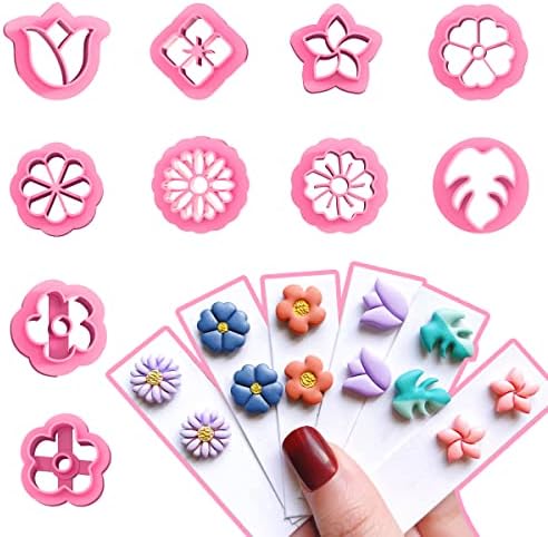 Keoker Brincos de argila floral - 10 formas de pregos de flores para fabricação de jóias, pequenos cortadores de