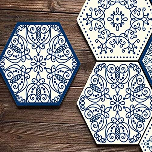 Adesivo de hexagon adesivo de vinil adesivo de telhas para decoração de casa hexagon vintage azul