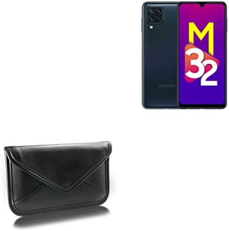 Caixa de ondas de caixa compatível com Samsung Galaxy M32 - Bolsa mensageira de couro de elite, design de envelope