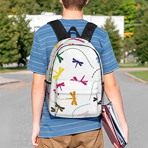 Mochila colorida de libélula colorida, mochila de aluno leve de 15 polegadas, mochila unissex laptop, mochila
