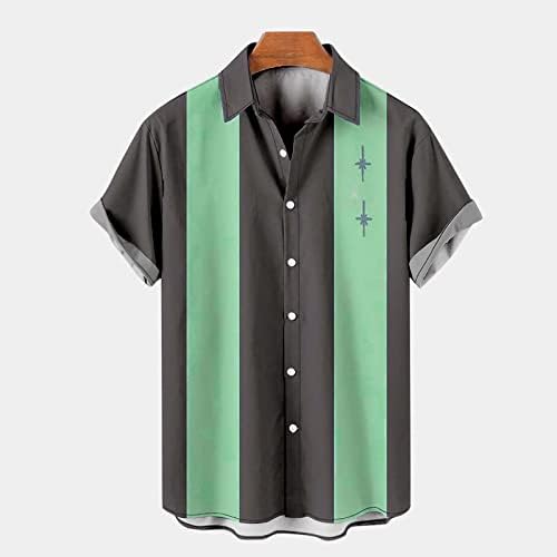 Camisa havaiana masculina do RTRDE Summer Cool fino e respirável colarinho pendurado gradiente tingido camisa de camisa de algodão