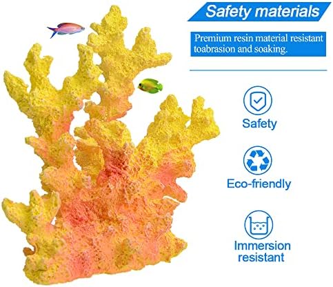 SAIM CORAL ORNAMENTO Aquário Decoração de coral de coral Plantas subaquáticas Decorações de tanques de peixe Decoração da paisagem Aquário - laranja+amarelo