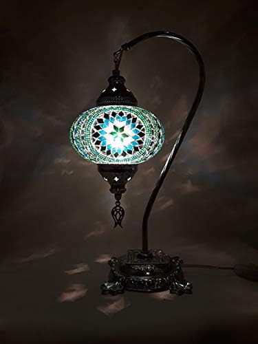 Demmex 2019 Turkish Mosaic Mosaic Lâmpada com plugue e soquete dos EUA, lâmpada noturna de mesa de cabeceira